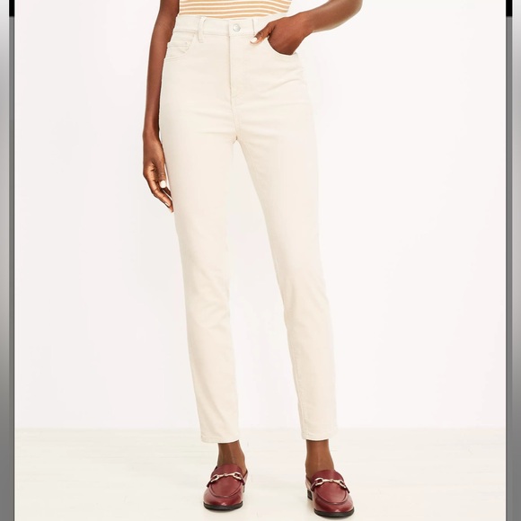 Loft Curvy Skinny Corduroy Off White Pants Jeans - Picture 1 of 11